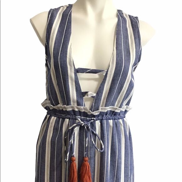 Tularosa Essie Blue Pattern Maxi Dress White Stripe Maxi Dress Size Small - Picture 5 of 12